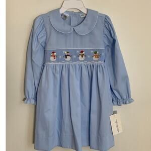 Lulu Bebe Snowman Smocked Waist Dress NWT size 4T